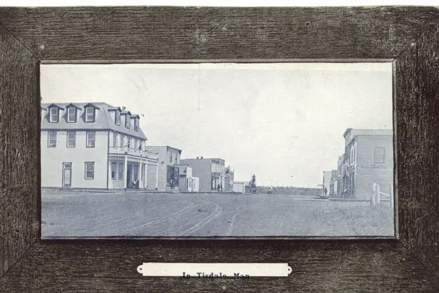 Main Street of Tisdale, early postcard